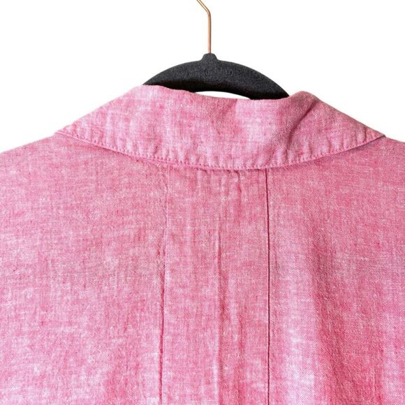 Habitat XL pink linen cotton blend shell button front collared tunic blouse shir - Picture 7 of 11